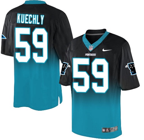 Men's Elite Luke Kuechly Nike Jersey Black/Blue - #59 Fadeaway NFL Carolina Panthers